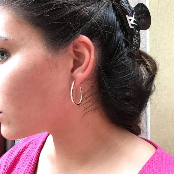 Sparkle Allure Crystal Silver plated Hoop Earrings - Picture 3 of 8